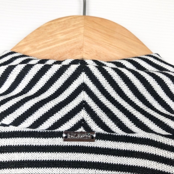 St. John Striped Cascading Open Front Cardigan - Picture 6 of 7